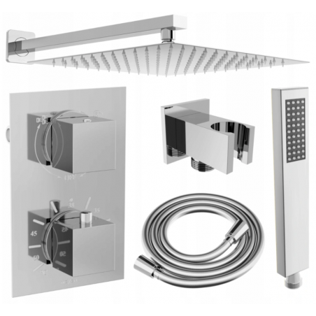 Mexen Cube DR02 zestaw prysznicowy podtynkowy z deszczownicą 25 cm, chrom - 77502DR0225-00
