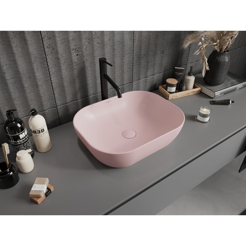 Mexen Rosa umywalka nablatowa 50 x 40 cm, różowa mat - 21095044