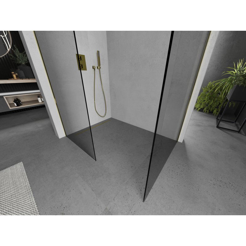 Mexen Kioto ścianka prysznicowa Walk-in 110 x 85 cm, transparent, złota - 800-110-202-50-00-085