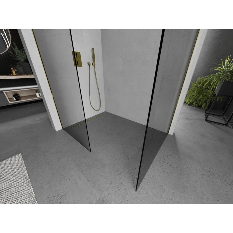 Mexen Kioto ścianka prysznicowa Walk-in 120 x 80 cm, transparent, złota - 800-120-202-50-00-080