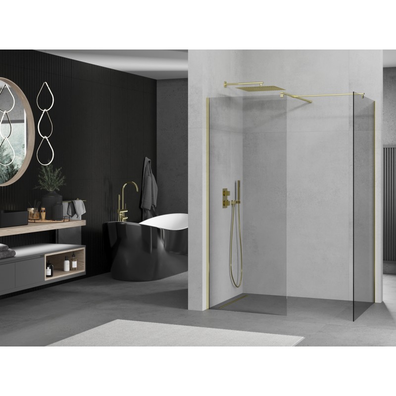 Mexen Kioto ścianka prysznicowa Walk-in 120 x 80 cm, transparent, złota - 800-120-202-50-00-080