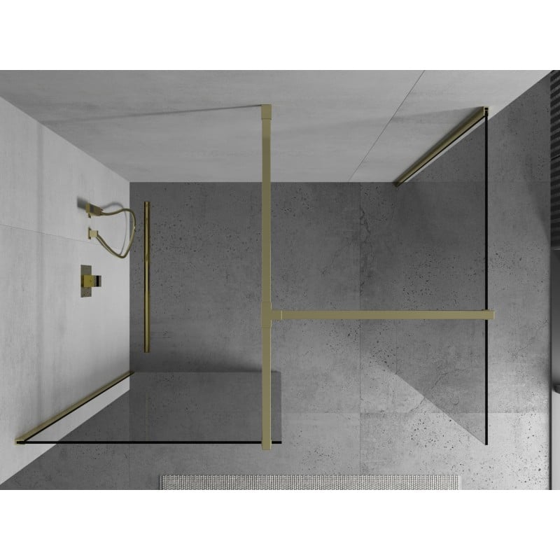 Mexen Kioto ścianka prysznicowa Walk-in 130 x 80 cm, transparent, złota - 800-130-202-50-00-080
