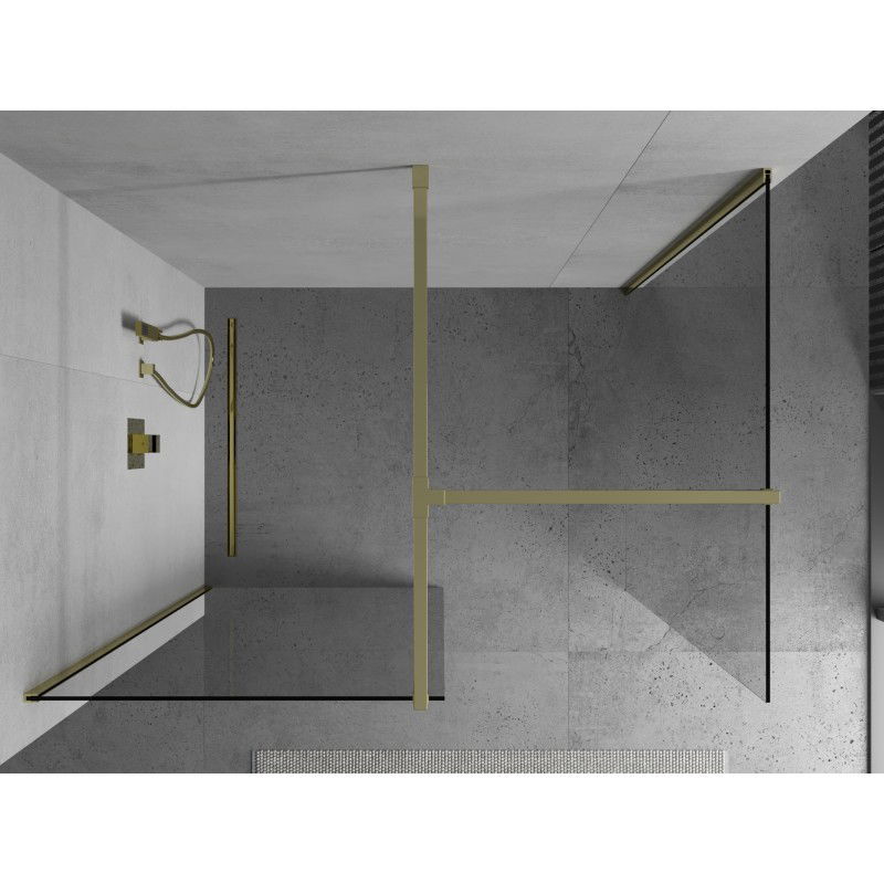 Mexen Kioto ścianka prysznicowa Walk-in 130 x 85 cm, transparent, złota - 800-130-202-50-00-085