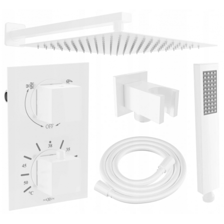 Mexen Cube DR02 zestaw prysznicowy podtynkowy z deszczownica 25 cm, biały - 77502DR0225-20