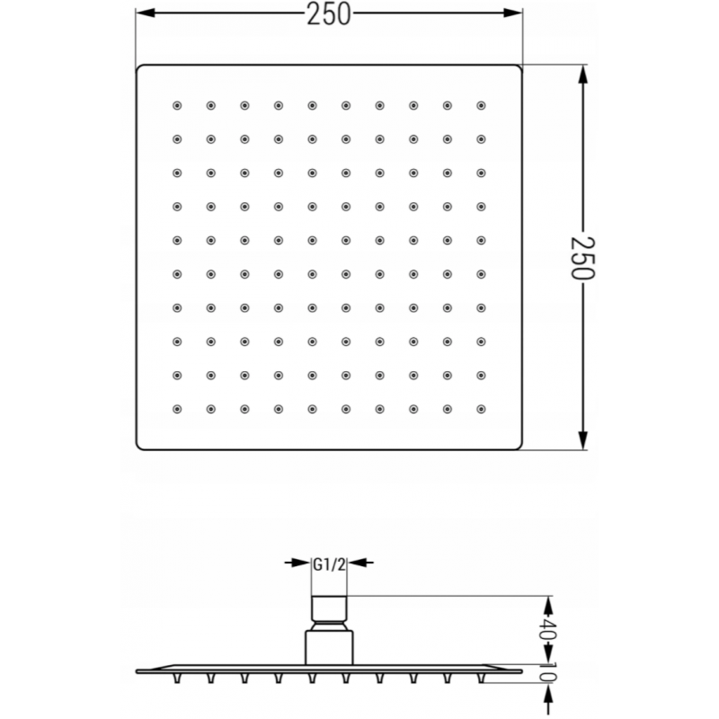 Mexen Cube DR02 zestaw prysznicowy podtynkowy z deszczownica 25 cm, grafit - 77502DR0225-66