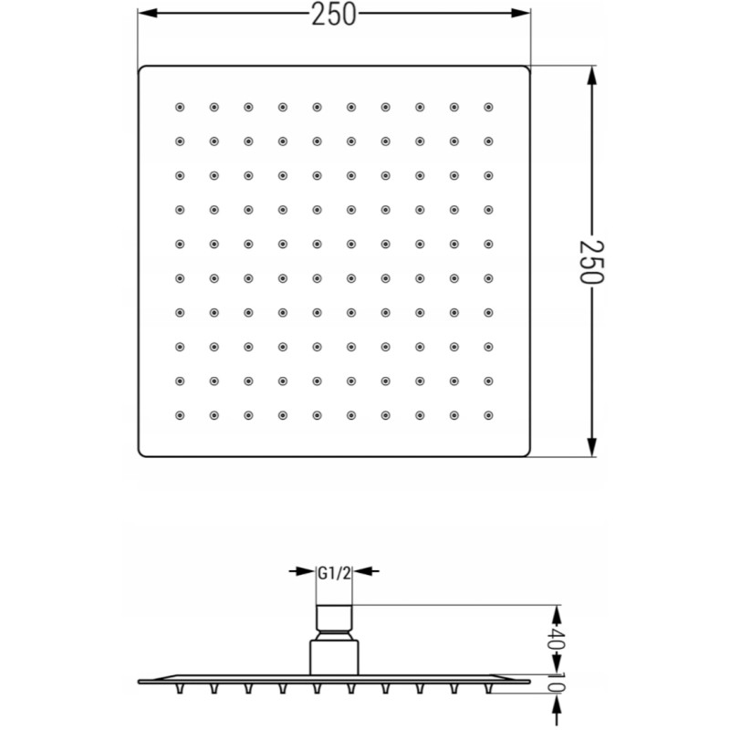 Mexen Cube DR02 zestaw prysznicowy podtynkowy z deszczownica 25 cm, gun gray szczotkowany - 77502DR0225-66