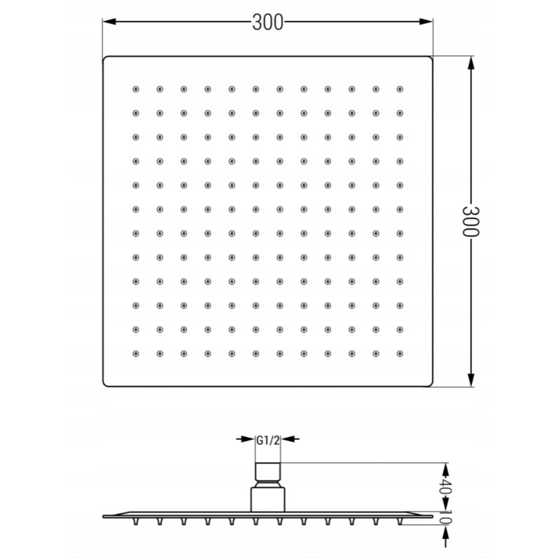 Mexen Cube DR02 zestaw wannowo-prysznicowy podtynkowy z deszczownicą 25 cm, gun gray szczotkowany - 77503DR0225-66