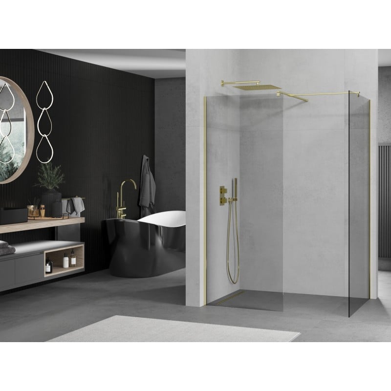 Mexen Kioto ścianka prysznicowa Walk-in 170 x 80 cm, transparent, złota - 800-170-202-50-00-080