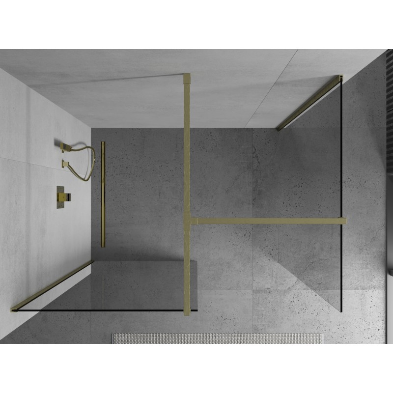Mexen Kioto ścianka prysznicowa Walk-in 95 x 70 cm, transparent, złota szczotkowana - 800-095-202-55-00-070
