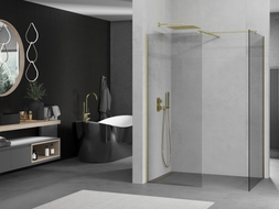 Mexen Kioto ścianka prysznicowa Walk-in 140 x 70 cm, transparent, złota szczotkowana - 800-140-202-55-00-070