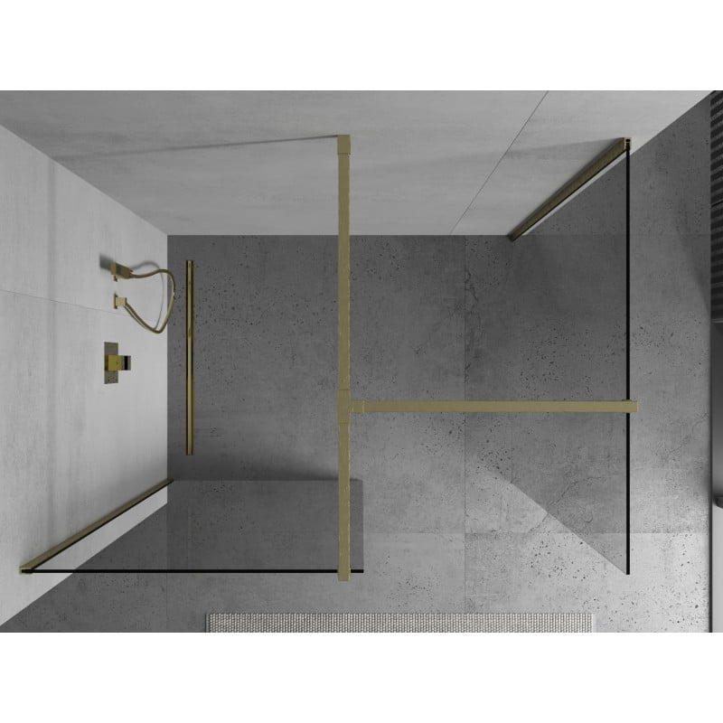Mexen Kioto ścianka prysznicowa Walk-in 145 x 120 cm, transparent, złota szczotkowana - 800-145-202-55-00-120
