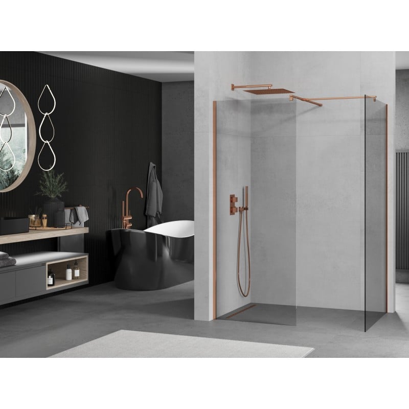 Mexen Kioto ścianka prysznicowa Walk-in 110 x 85 cm, transparent, różowe złoto - 800-110-202-60-00-085