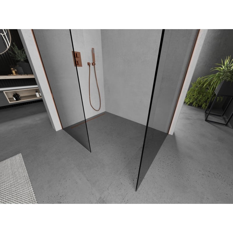 Mexen Kioto ścianka prysznicowa Walk-in 125 x 120 cm, transparent, różowe złoto - 800-125-202-60-00-120