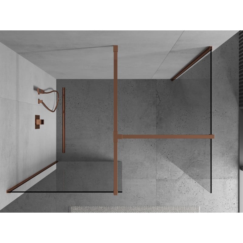 Mexen Kioto ścianka prysznicowa Walk-in 135 x 100 cm, transparent, różowe złoto - 800-135-202-60-00-100