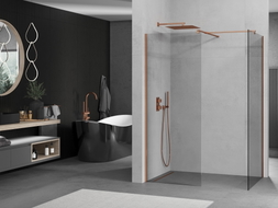 Mexen Kioto ścianka prysznicowa Walk-in 155 x 120 cm, transparent, różowe złoto - 800-155-202-60-00-120