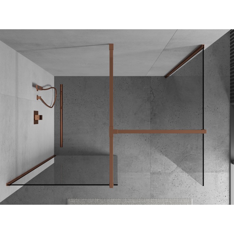 Mexen Kioto ścianka prysznicowa Walk-in 180 x 75 cm, transparent, różowe złoto - 800-180-202-60-00-075