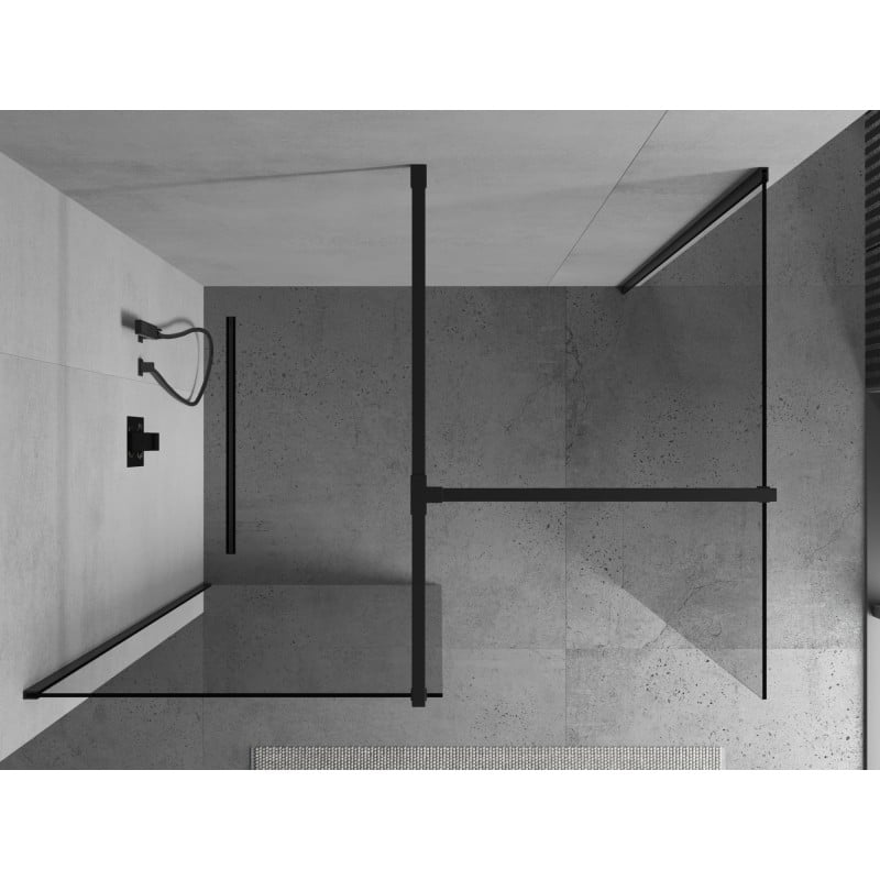 Mexen Kioto ścianka prysznicowa Walk-in 90 x 80 cm, transparent, czarna - 800-090-202-70-00-080