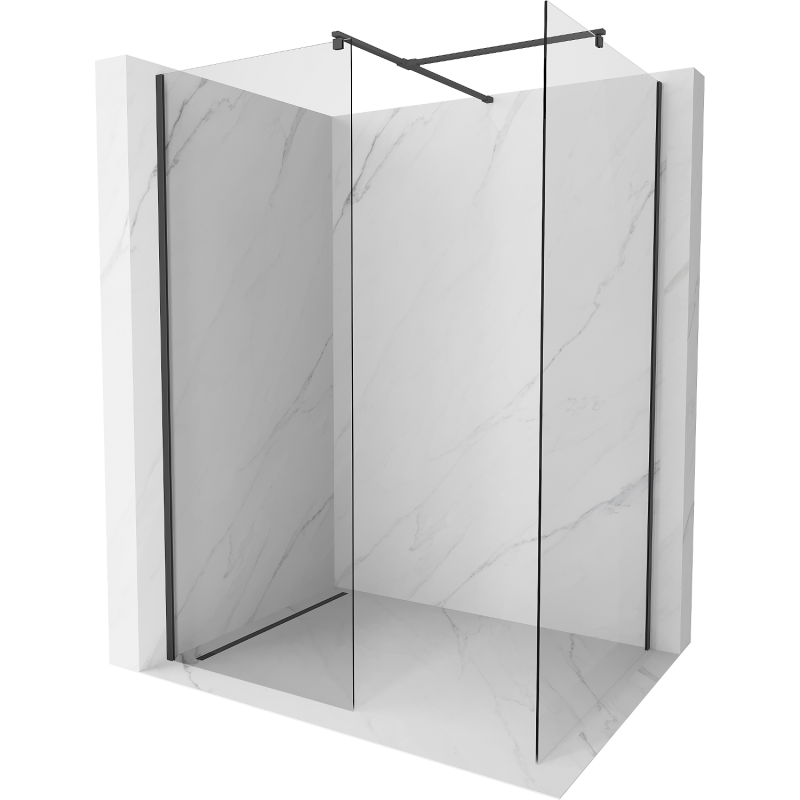 Mexen Kioto ścianka prysznicowa Walk-in 120 x 70 cm, transparent, czarna - 800-120-202-70-00-070