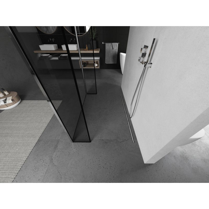 Mexen Kioto ścianka prysznicowa wolnostojąca 110 x 30 x 30 cm, czarna ramka, chrom - 800-110-030-222-01-70-030