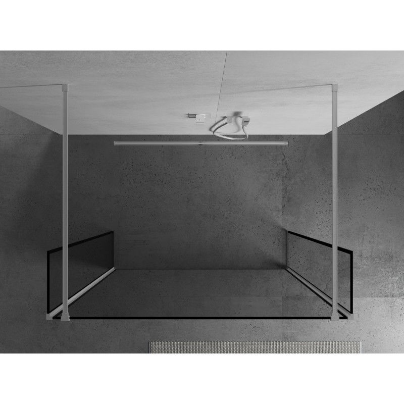 Mexen Kioto ścianka prysznicowa wolnostojąca 90 x 30 x 30 cm, czarna ramka, biała - 800-090-030-222-20-70-030