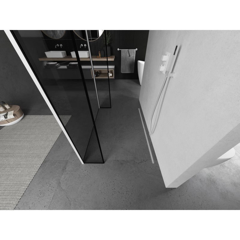 Mexen Kioto ścianka prysznicowa wolnostojąca 110 x 30 x 30 cm, czarna ramka, biała - 800-110-030-222-20-70-030