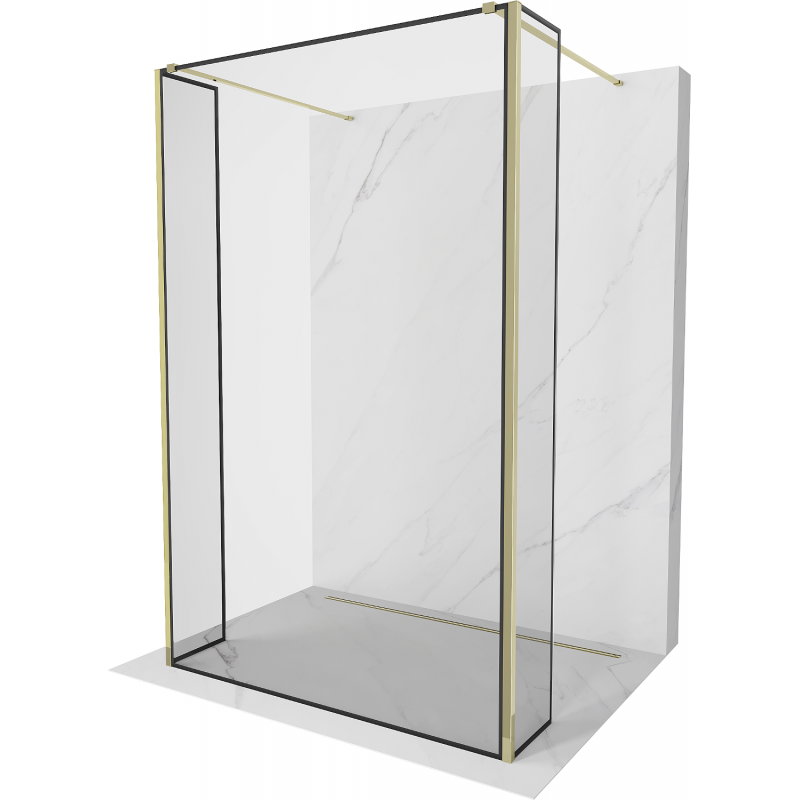 Mexen Kioto ścianka prysznicowa wolnostojąca 90 x 30 x 30 cm, czarna ramka, złota - 800-090-030-222-50-70-030