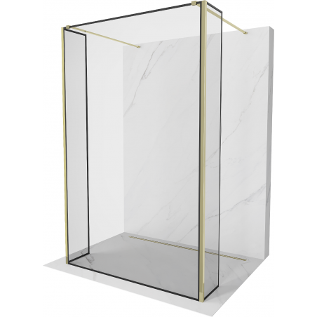 Mexen Kioto ścianka prysznicowa wolnostojąca 90 x 30 x 30 cm, czarna ramka, złota - 800-090-030-222-50-70-030