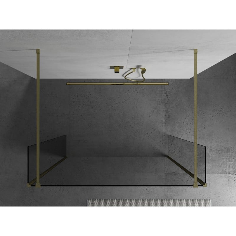 Mexen Kioto ścianka prysznicowa wolnostojąca 160 x 30 x 30 cm, transparent, złota szczotkowana - 800-160-030-222-55-00-030