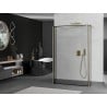 Mexen Kioto ścianka prysznicowa wolnostojąca 140 x 30 x 30 cm, czarna ramka, złota szczotkowana - 800-140-030-222-55-70-030
