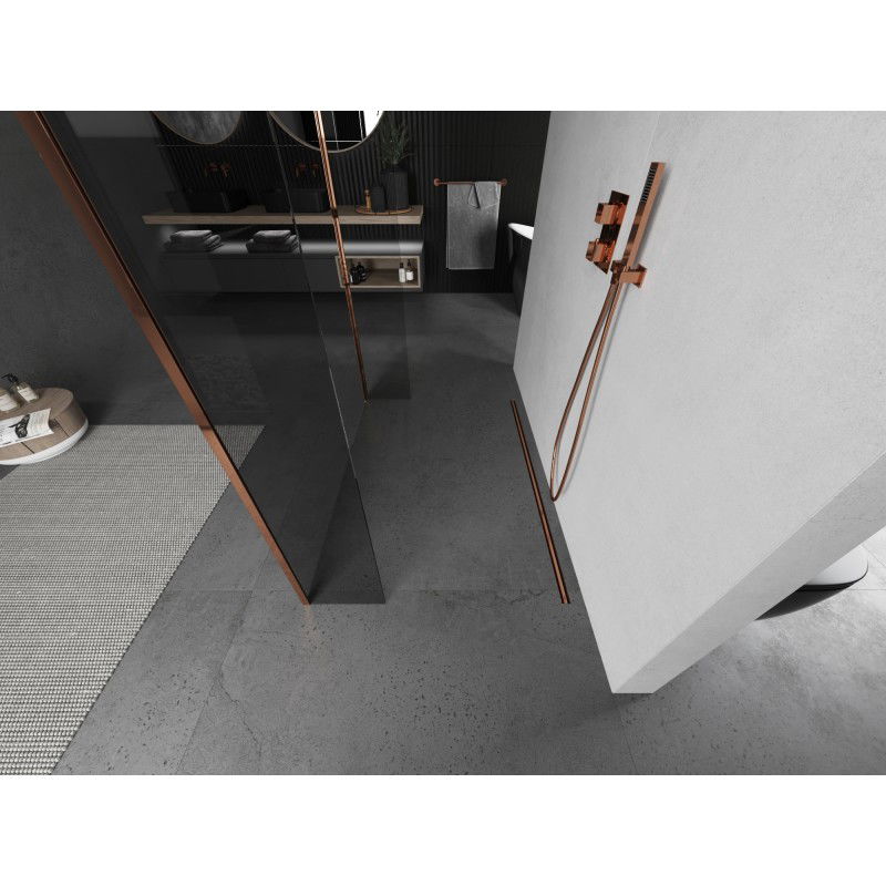 Mexen Kioto ścianka prysznicowa wolnostojąca 170 x 30 x 30 cm, transparent, różowe złoto - 800-170-030-222-60-00-030