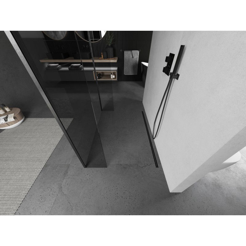 Mexen Kioto ścianka prysznicowa wolnostojąca 100 x 30 x 30 cm, transparent, gun gray szczotkowany - 800-100-030-222-66-00-030