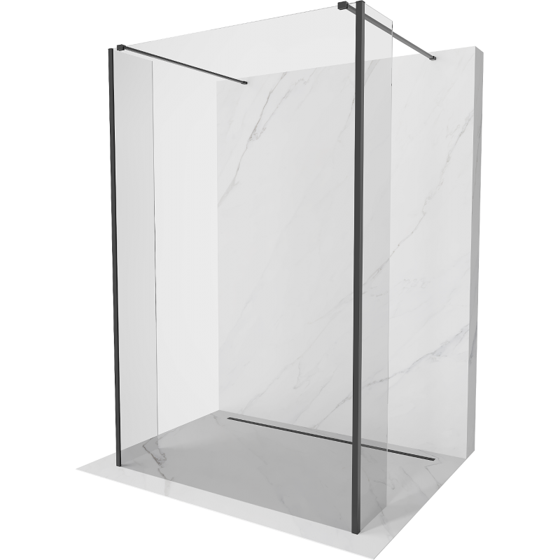 Mexen Kioto ścianka prysznicowa wolnostojąca 100 x 30 x 30 cm, transparent, czarna - 800-100-030-222-70-00-030
