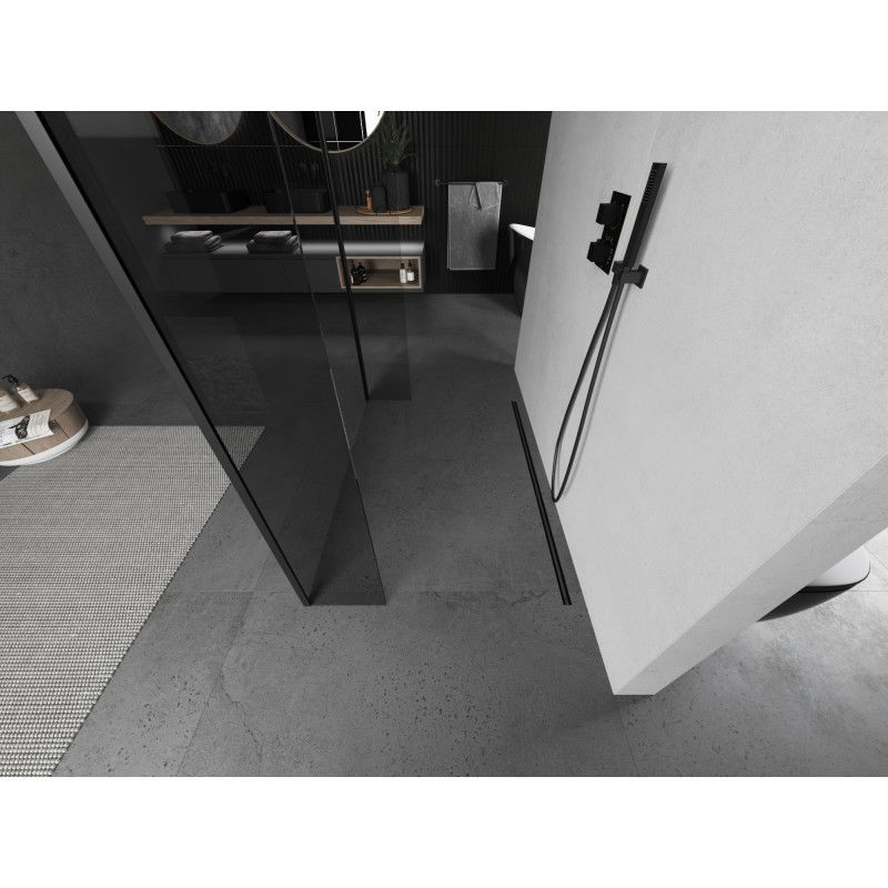 Mexen Kioto ścianka prysznicowa wolnostojąca 145 x 30 x 30 cm, transparent, czarna - 800-145-030-222-70-00-030