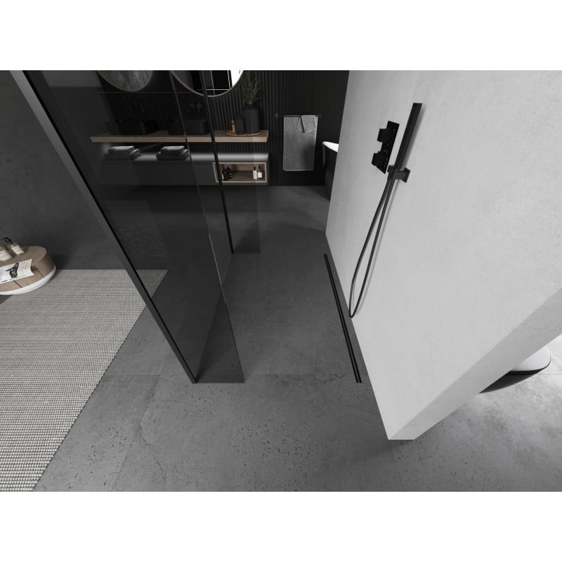 Mexen Kioto ścianka prysznicowa wolnostojąca 150 x 30 x 30 cm, transparent, czarna - 800-150-030-222-70-00-030