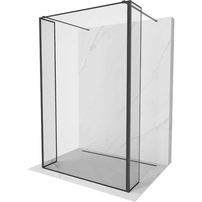 Mexen Kioto ścianka prysznicowa wolnostojąca 100 x 30 x 30 cm, czarna ramka, czarna - 800-100-030-222-70-70-030