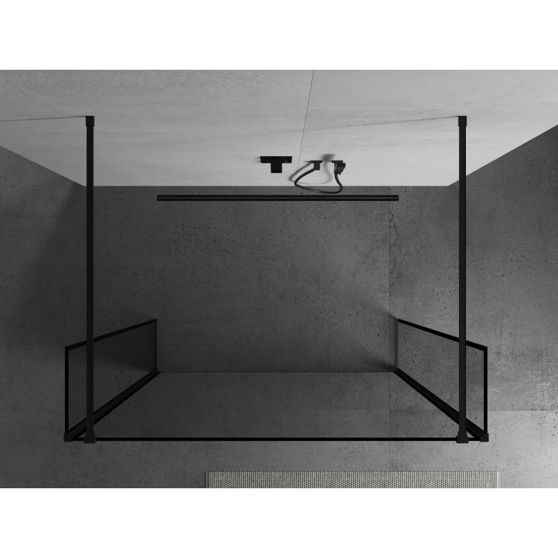 Mexen Kioto ścianka prysznicowa wolnostojąca 130 x 30 x 30 cm, czarna ramka, czarna - 800-130-030-222-70-70-030