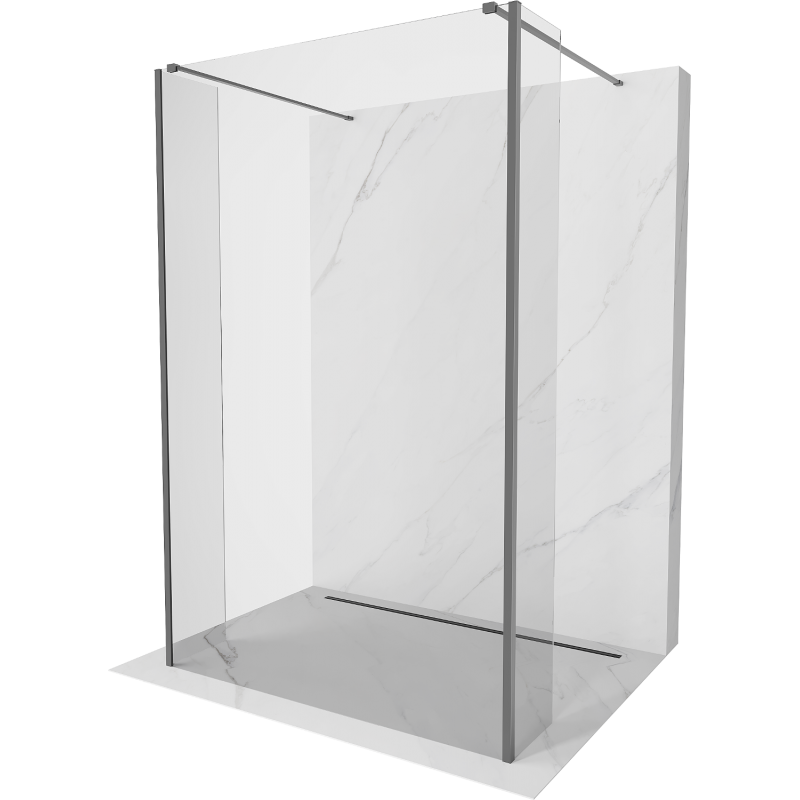 Mexen Kioto ścianka prysznicowa wolnostojąca 125 x 30 x 30 cm, transparent, gun metal - 800-125-030-222-95-00-030
