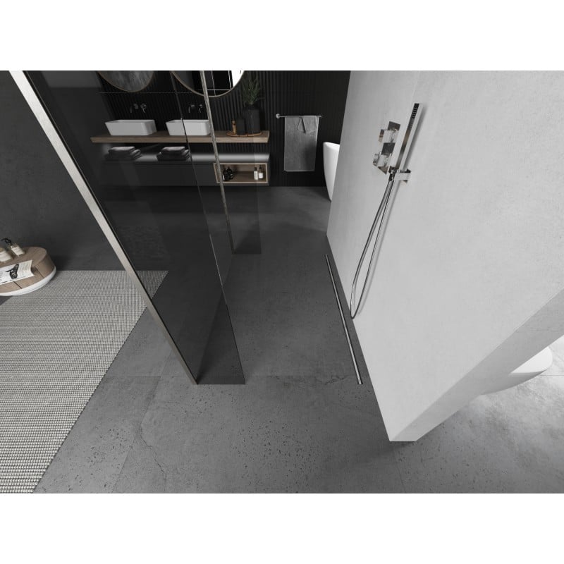 Mexen Kioto ścianka prysznicowa wolnostojąca 180 x 30 x 30 cm, transparent, nikiel szczotkowany - 800-180-030-222-97-00-030