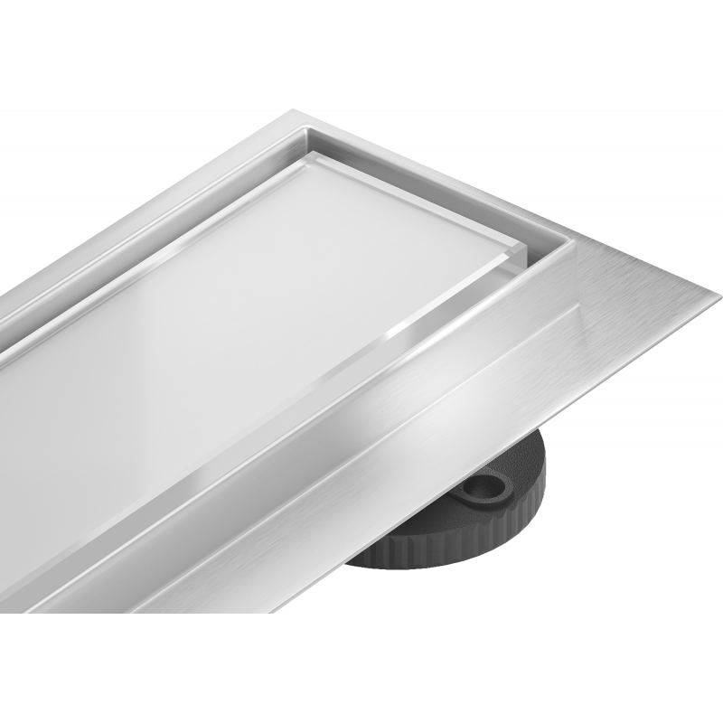 Mexen Flat 360° MGW odpływ liniowy obrotowy 90 cm, białe szkło - 1027090-40