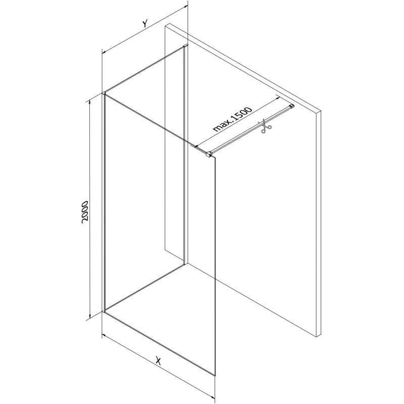 Mexen Kioto ścianka prysznicowa Walk-in 90 x 80 cm, transparent, chrom - 800-090-212-01-00-080