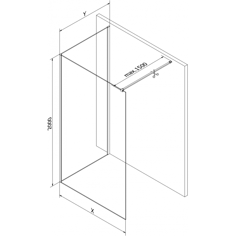 Mexen Kioto ścianka prysznicowa Walk-in 130 x 85 cm, transparent, chrom - 800-130-212-01-00-085