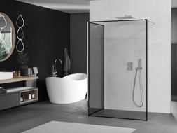 Mexen Kioto ścianka prysznicowa Walk-in 100 x 70 cm, czarna ramka, chrom - 800-100-212-01-70-070