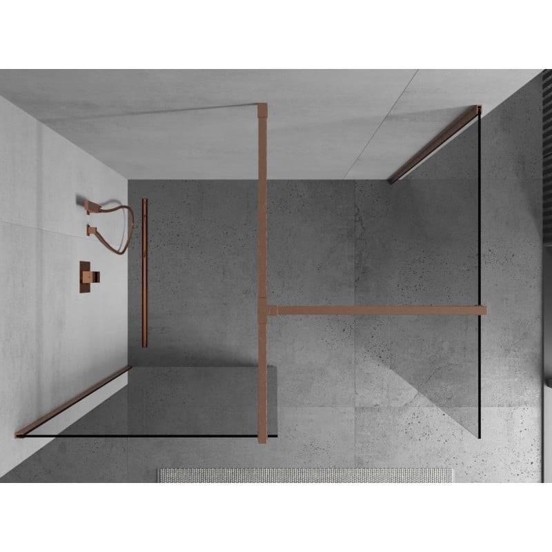 Mexen Kioto ścianka prysznicowa Walk-in 145 x 90 cm, transparent, miedź szczotkowana - 800-145-202-65-00-090