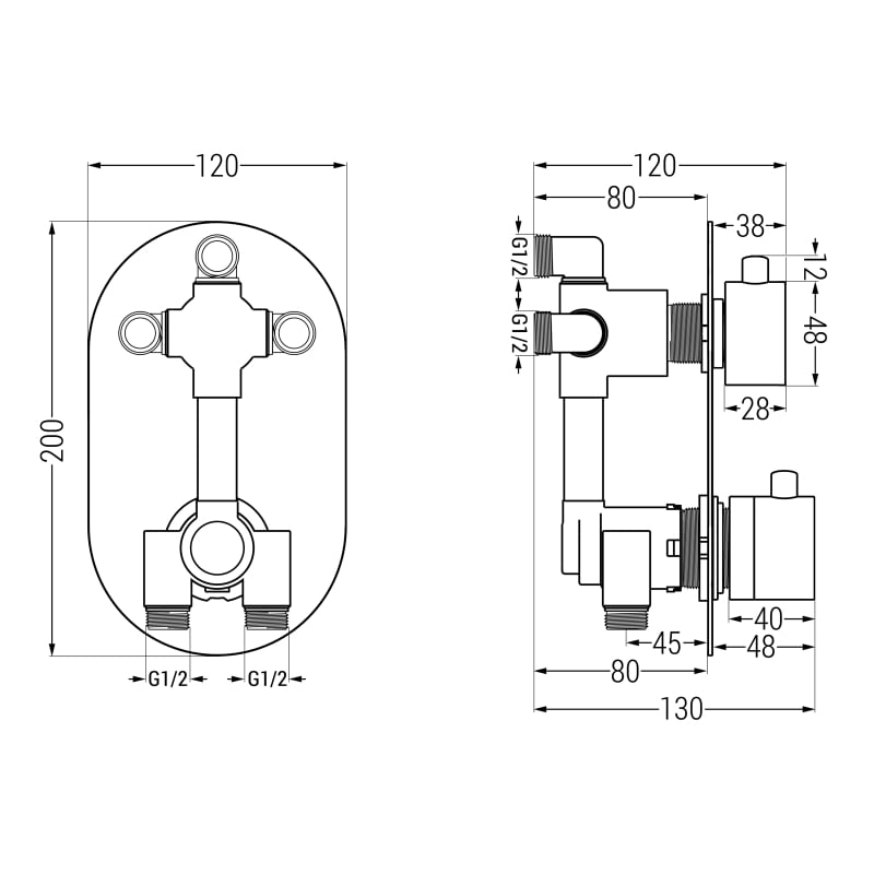 Mexen Kai DR70 zestaw wannowo-prysznicowy podtynkowy z deszczownicą 30 cm, chrom - 77602DR70301-00