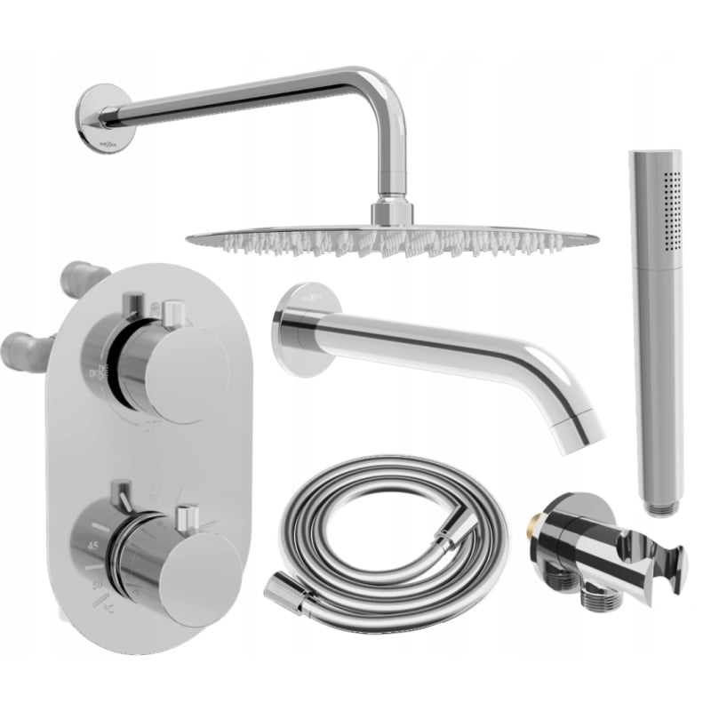 Mexen Kai DR70 zestaw wannowo-prysznicowy podtynkowy z deszczownicą 30 cm, chrom - 77602DR70301-00