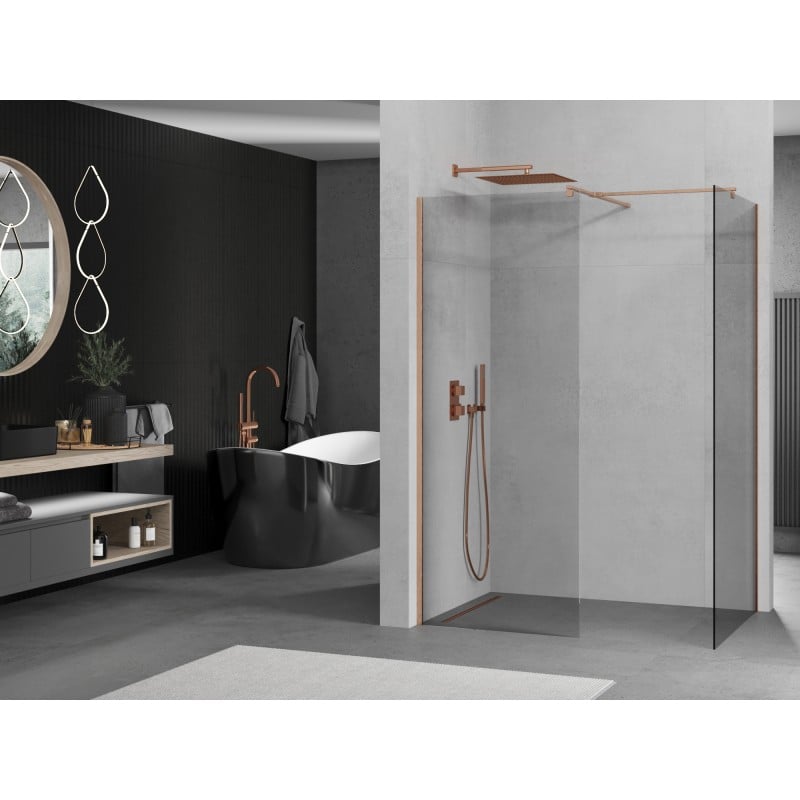 Mexen Kioto ścianka prysznicowa Walk-in 180 x 90 cm, transparent, miedź szczotkowana - 800-180-202-65-00-090