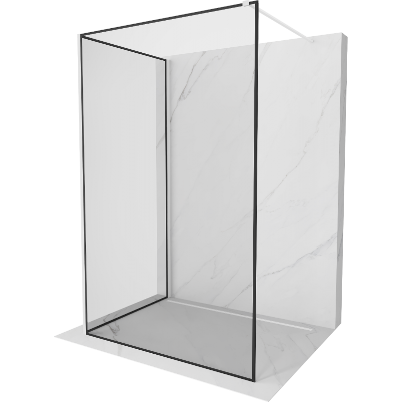 Mexen Kioto ścianka prysznicowa Walk-in 140 x 70 cm, czarna ramka, biała - 800-140-212-20-70-070