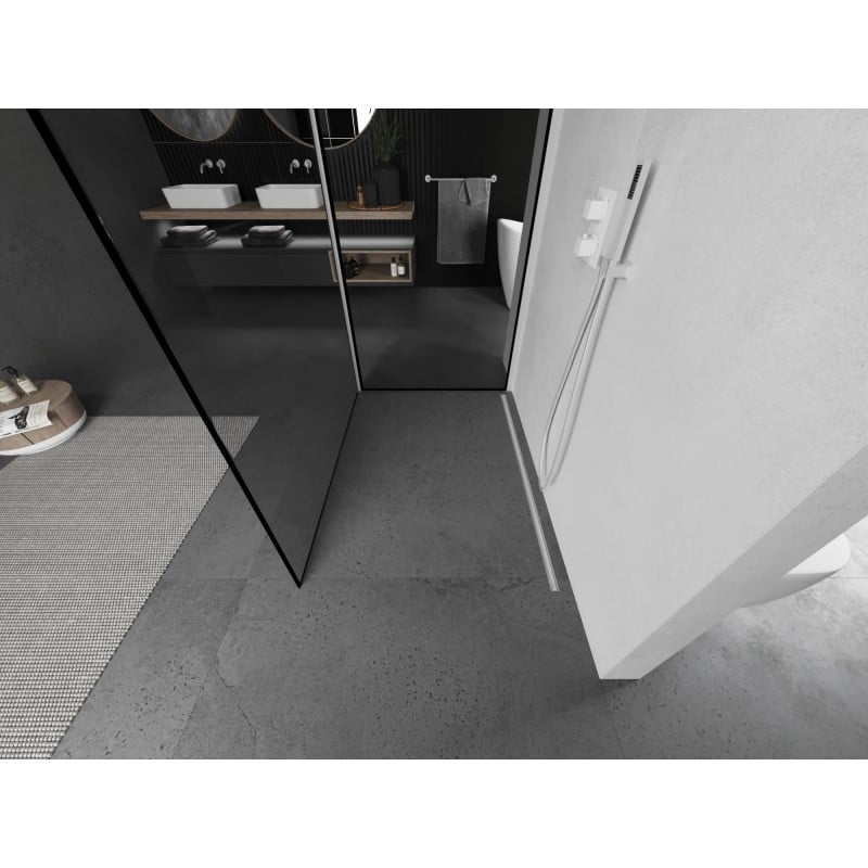 Mexen Kioto ścianka prysznicowa Walk-in 110 x 80 cm, czarna ramka, biała - 800-110-212-20-70-080
