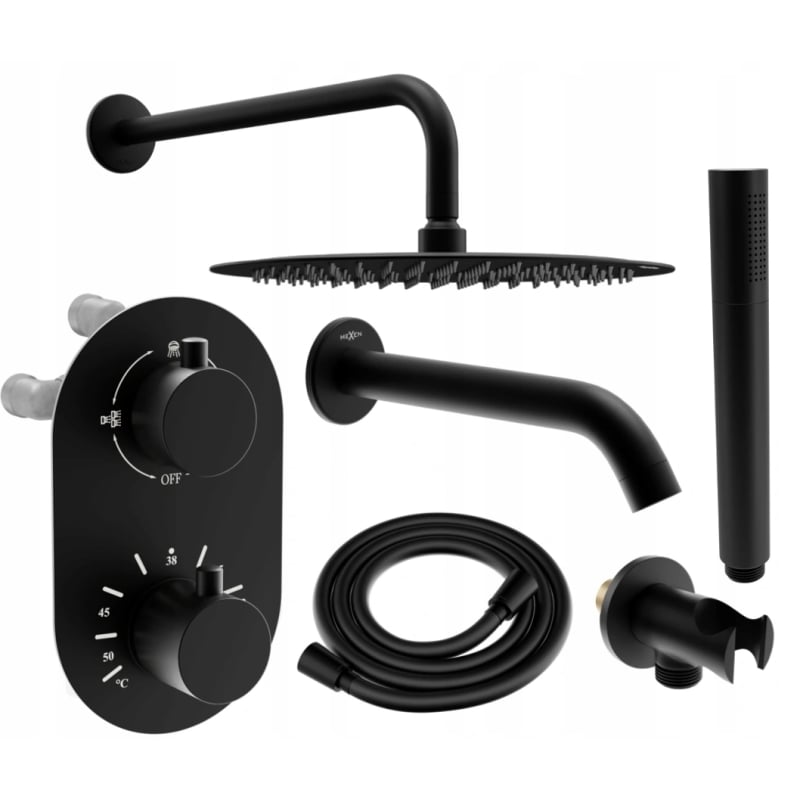 Mexen Kai DR70 zestaw wannowo-prysznicowy podtynkowy z deszczownicą 30 cm, czarny - 77602DR70301-70