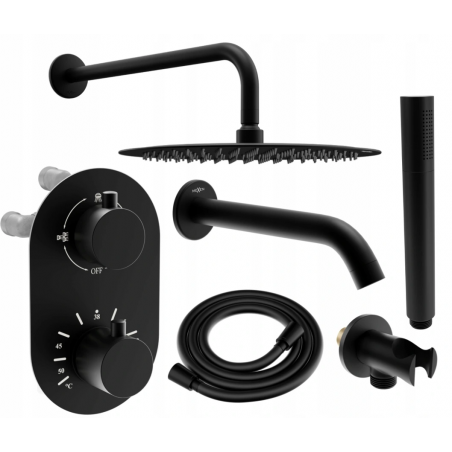 Mexen Kai DR70 zestaw wannowo-prysznicowy podtynkowy z deszczownicą 30 cm, czarny - 77602DR70301-70